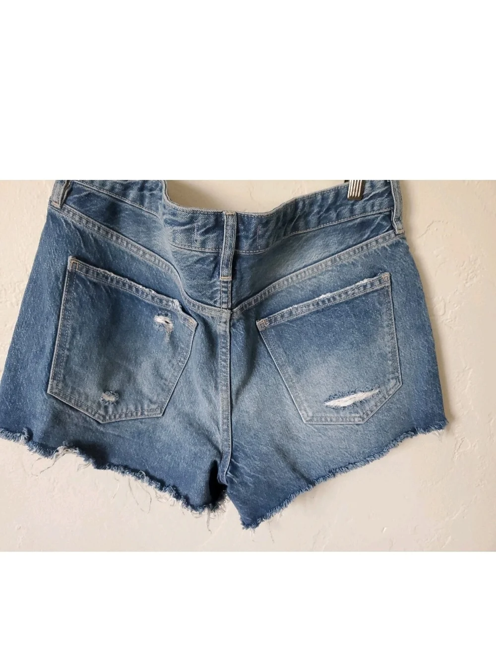 Free People Light Blue Distressed Denim Cutoff Shorts
